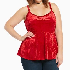 torrid | Red Velvet Peplum Top - Size 0x